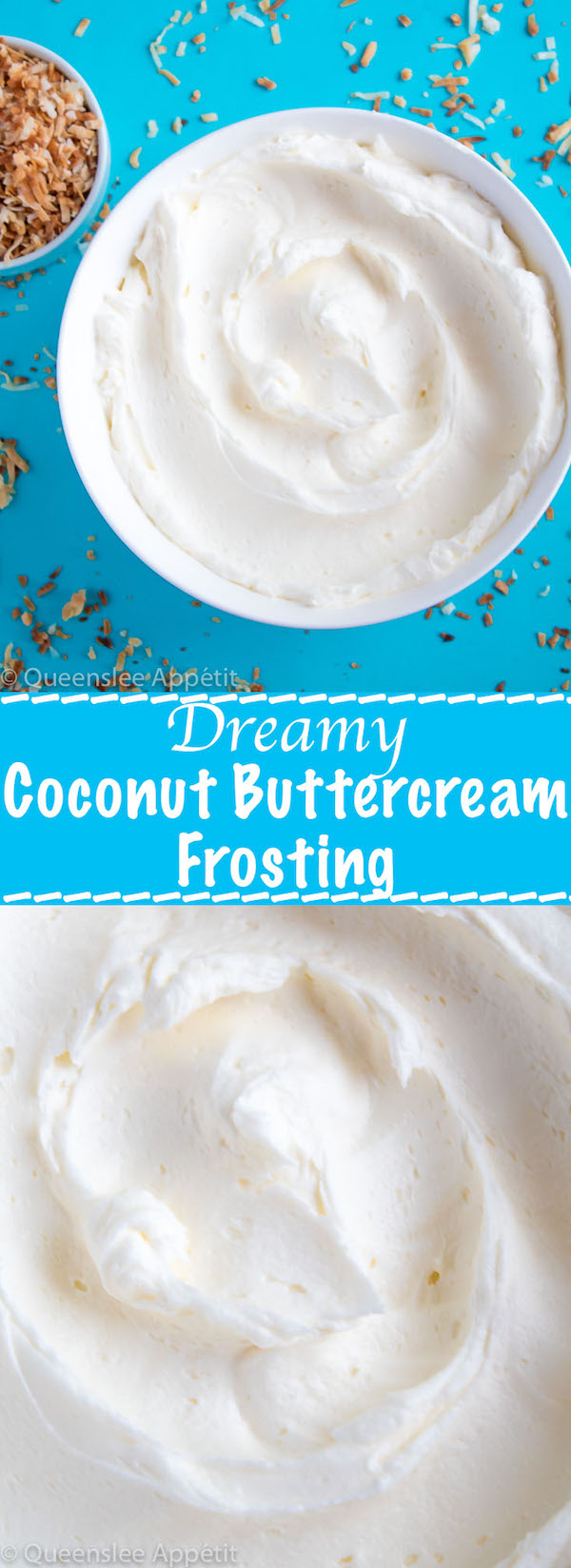 This Dreamy Coconut Buttercream Frosting is extremely light and creamy! It pairs perfectly with any flavour of cake or cupcakes, and if you replace the butter with vegan margarine, it’ll be 100% dairy free! 