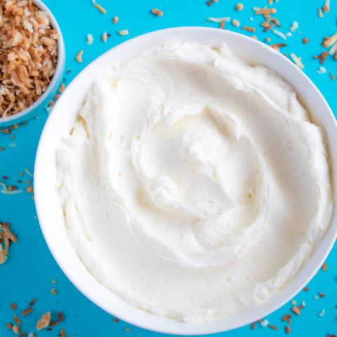 This Dreamy Coconut Buttercream Frosting is extremely light and creamy! It pairs perfectly with any flavour of cake or cupcakes, and if you replace the butter with vegan margarine, it’ll be 100% dairy free! 