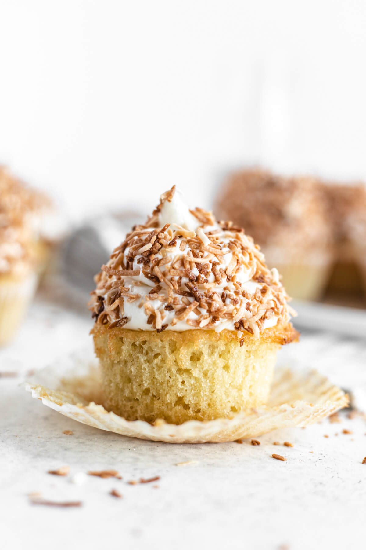 unwrapped coconut cupcake