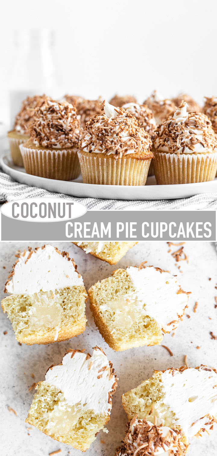 long pin image for coconut cupcakes