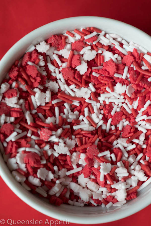 This No-Bake Canada Day Cheesecake is an unbelievably easy dessert that takes absolutely no time or effort to make! The red and white layers, cool whip topping and red and white sprinkles makes this the perfect dessert for Canada Day! 