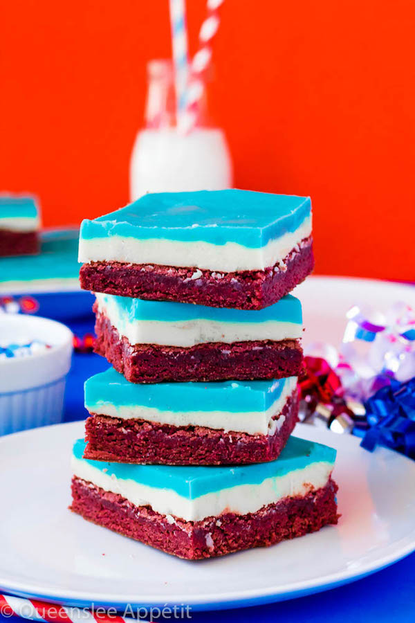 These Red, White and Blue Fudge Brownies are a delicious and fun dessert coloured for the 4th of July.