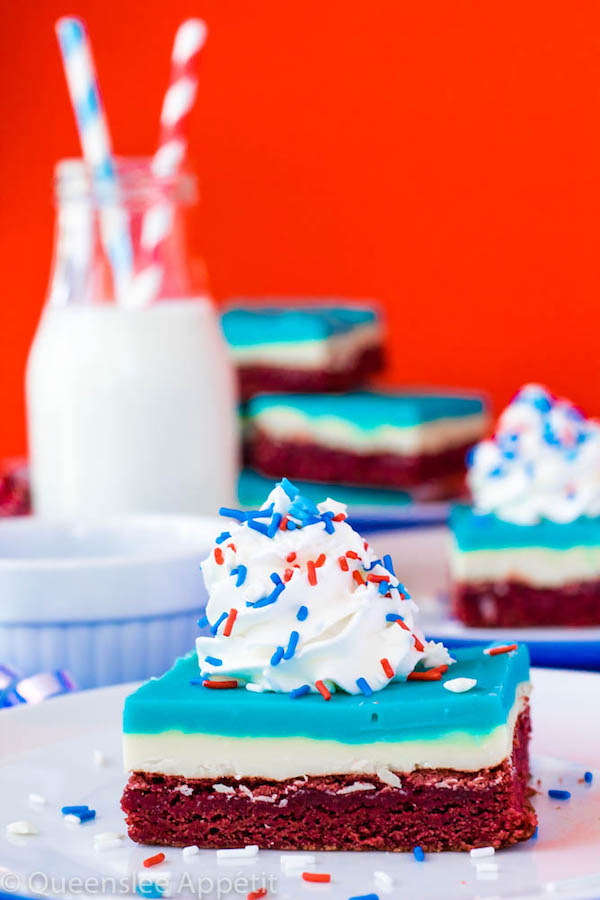 These Red, White and Blue Fudge Brownies are a delicious and fun dessert coloured for the 4th of July.