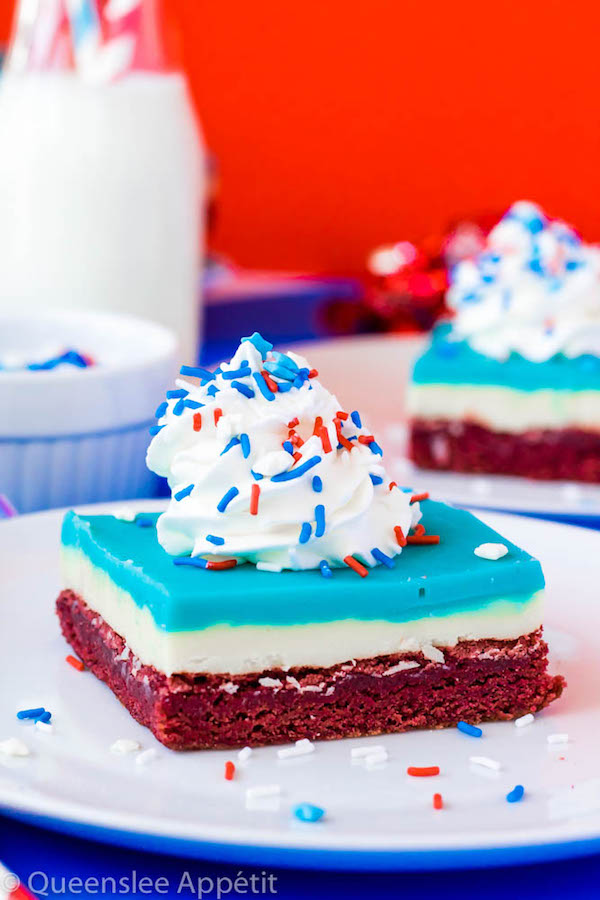 These Red, White and Blue Fudge Brownies are a delicious and fun dessert coloured for the 4th of July.