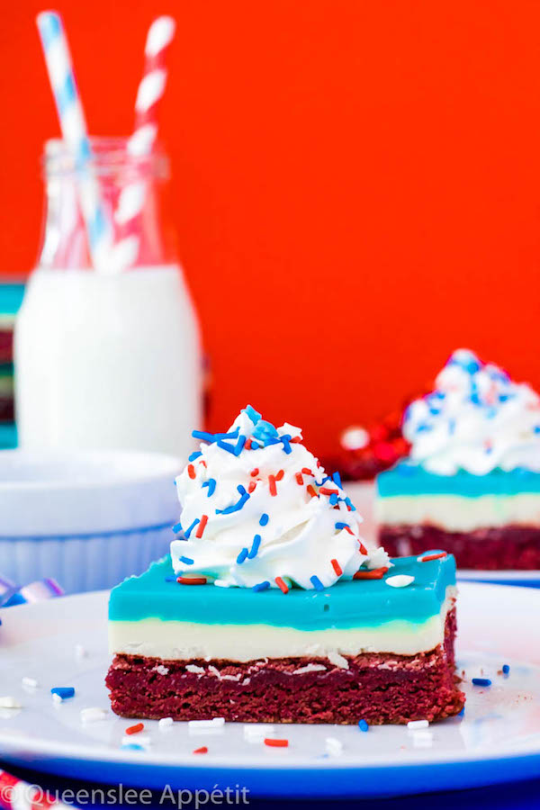 These Red, White and Blue Fudge Brownies are a delicious and fun dessert coloured for the 4th of July.