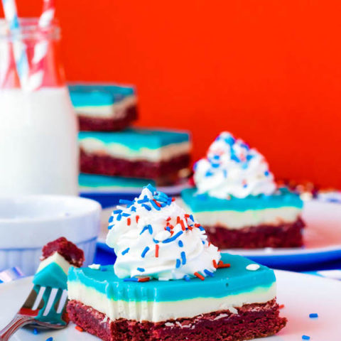 These Red, White and Blue Fudge Brownies are a delicious and fun dessert coloured for the 4th of July.