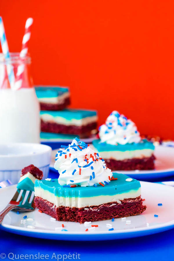 These Red, White and Blue Fudge Brownies are a delicious and fun dessert coloured for the 4th of July.