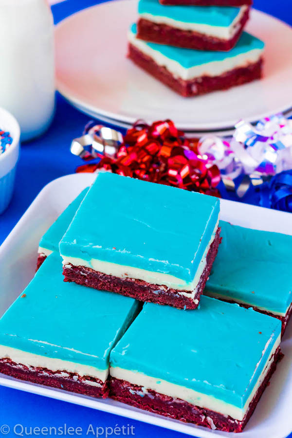 These Red, White and Blue Fudge Brownies are a delicious and fun dessert coloured for the 4th of July.