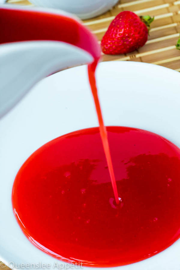 A simple 5-ingredient Homemade Strawberry Sauce. This sweet, fresh, thick and luscious sauce is the perfect topping for pancakes, waffles, ice cream, cheesecakes and more!  