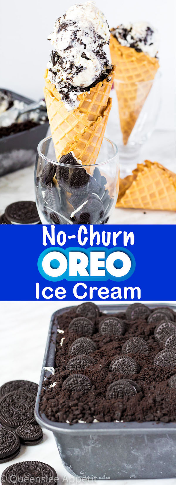 Creamy and silky ice cream flavoured with Oreo cream filling and loaded with Oreos inside and on top of the ice cream! No ice cream machine is needed to make the best No-Churn Oreo Ice Cream ever! 