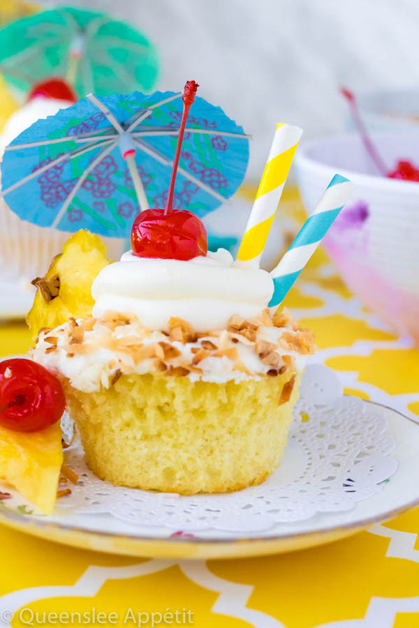 Pina Colada Cupcakes ~ Recipe | Queenslee Appétit