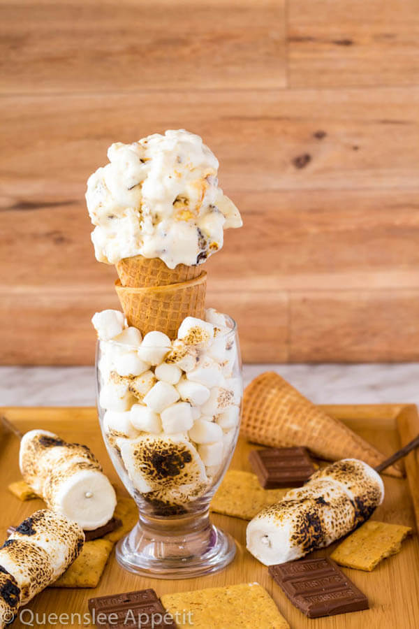 This Toasted Marshmallow Ice Cream starts with a creamy marshmallow ice cream base that’s loaded with gooey toasted marshmallows. No campfire or ice cream machine is needed to make this simple summer treat! 