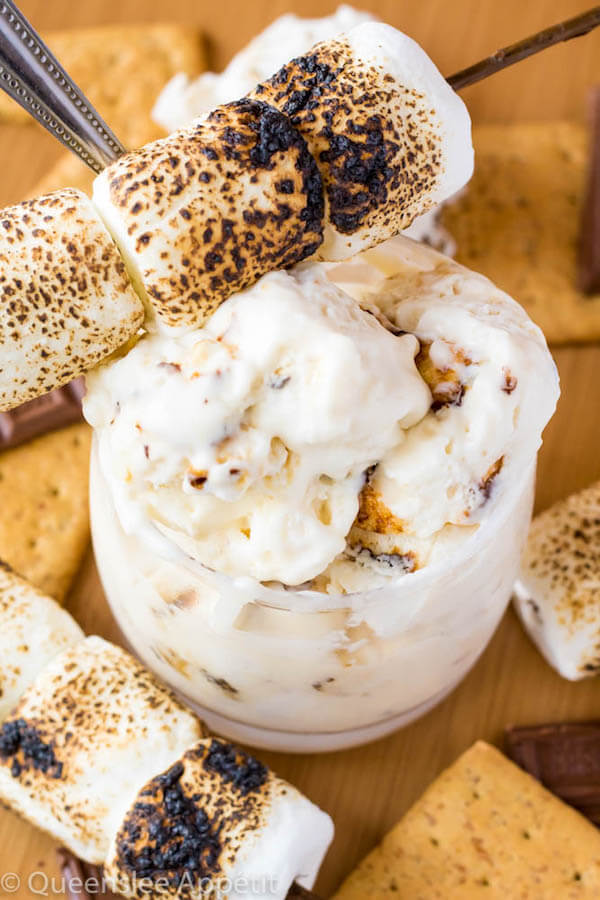 This Toasted Marshmallow Ice Cream starts with a creamy marshmallow ice cream base that’s loaded with gooey toasted marshmallows. No campfire or ice cream machine is needed to make this simple summer treat! 