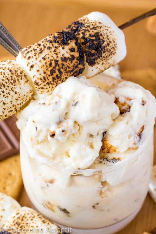 This Toasted Marshmallow Ice Cream starts with a creamy marshmallow ice cream base that’s loaded with gooey toasted marshmallows. No campfire or ice cream machine is needed to make this simple summer treat! 