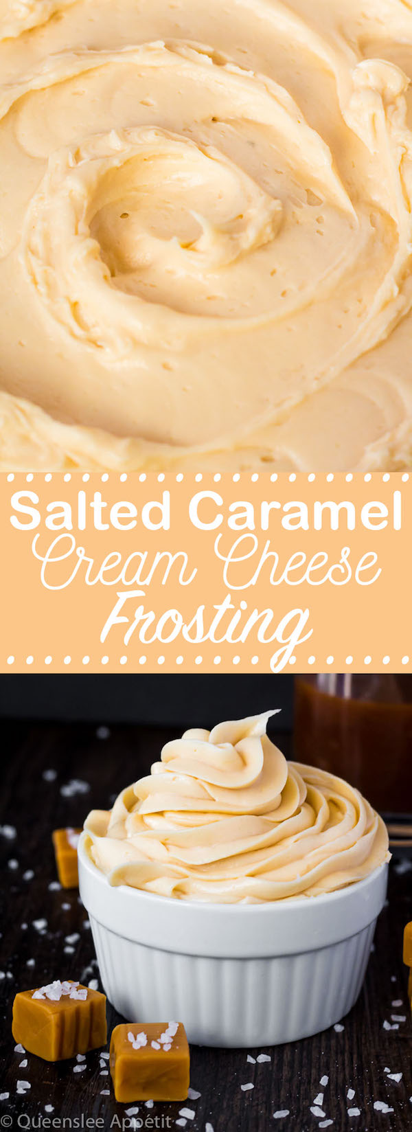 This Salted Caramel Cream Cheese Frosting is the best cream cheese frosting with sweet salted caramel flavour! This frosting is the perfect compliment for most flavours of cakes, cupcakes and many more desserts!