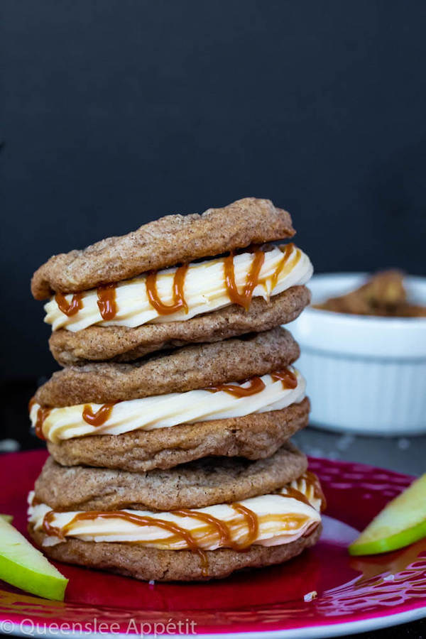 Salted Caramel Apple Crisp Cookie Sandwiches