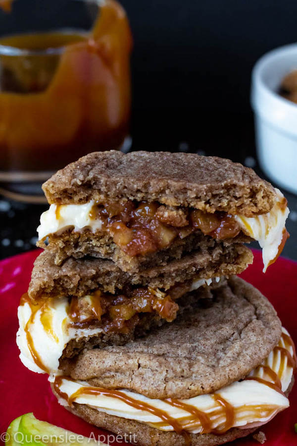 Salted Caramel Apple Crisp Cookie Sandwiches