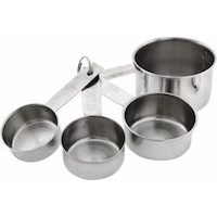 HIC Measuring Cups Set, Engraved Measurements for Liquid Dry and Ingredients, Stainless Steel, 4-Piece Set