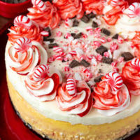 White Chocolate Peppermint Bark Cheesecake