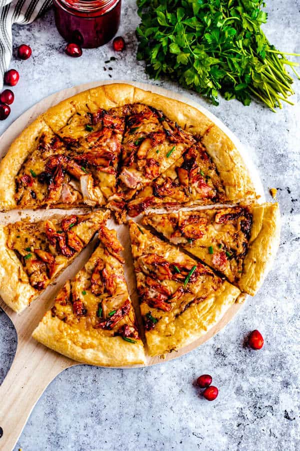 cranberry bbq turkey pizza