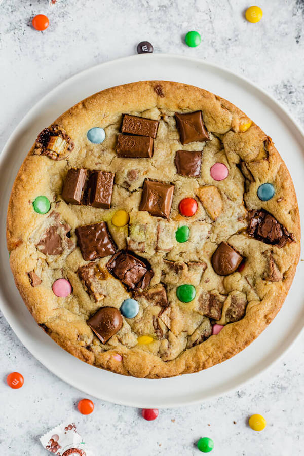 cookie cake loaded with halloween candy 