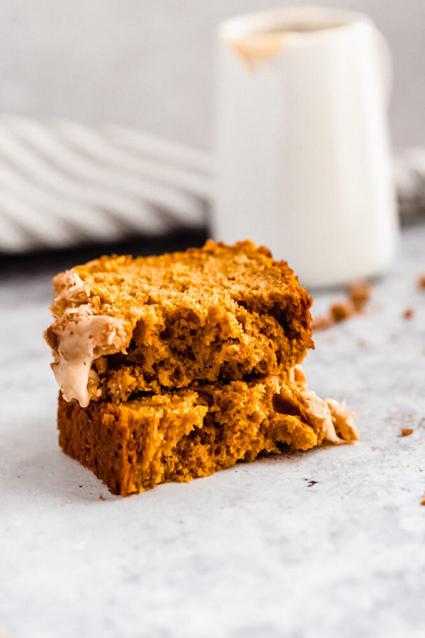 pumpkin bread cut in half