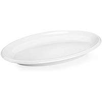 DOWAN 14-inch Porcelain Oval Platters/Serving Plates - 2Packs, White, Stackable