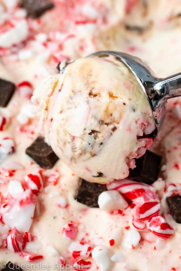 No-Churn Peppermint Bark Fudge Swirl Ice Cream