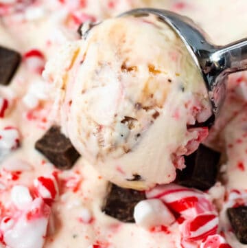 No-Churn Peppermint Bark Fudge Swirl Ice Cream