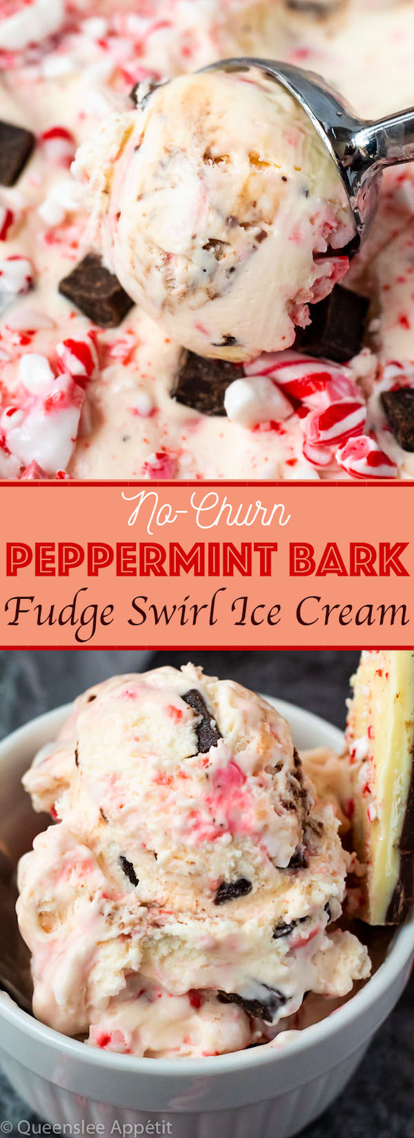 No-Churn Peppermint Bark Fudge Swirl Ice Cream