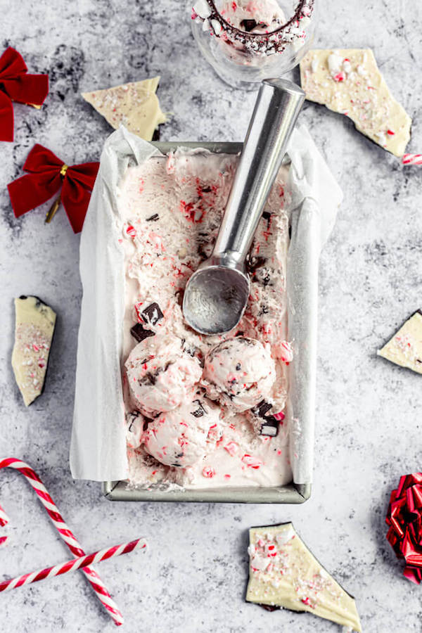 scoops of ice cream in a loaf pan