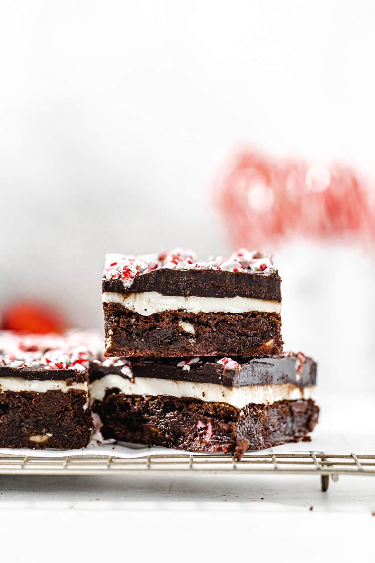 two brownie stack on a wire rack