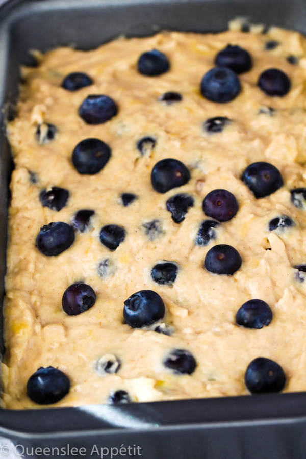 This Blueberry Banana Bread is soft, moist and fluffy and packed with fresh blueberries. Top it off with a sweet lemon glaze for a burst of citrus flavours!   