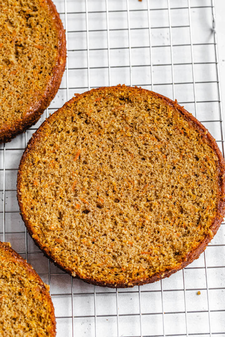 cake layer on a cooling rack