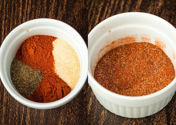 Salt, Pepper, Garlic Powder, Hot Chilli Powder and Smoked Paprika seasoning blend