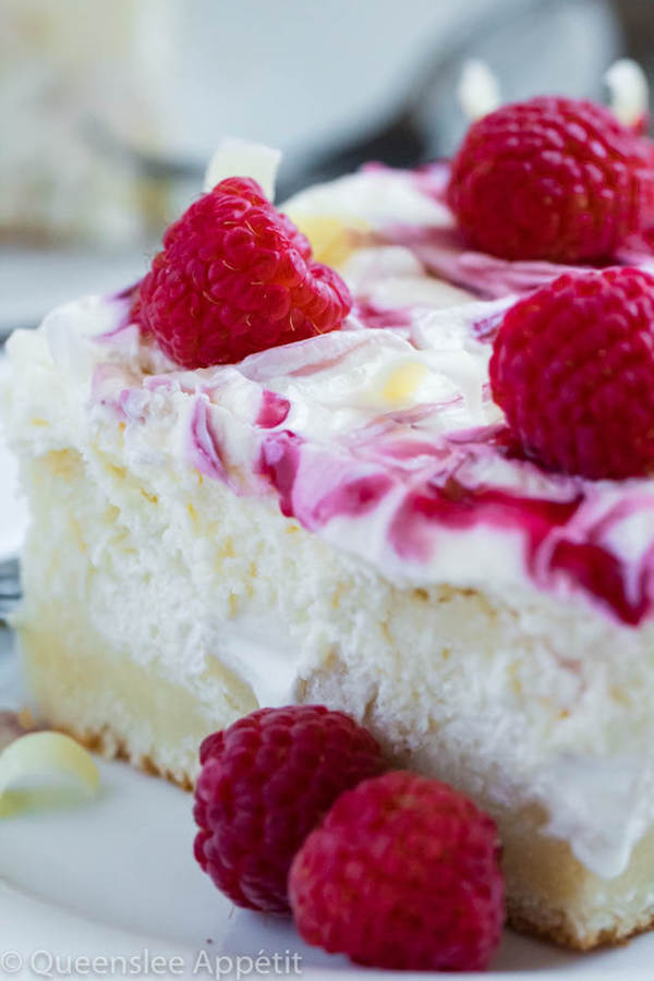 White Chocolate Raspberry Poke Cake