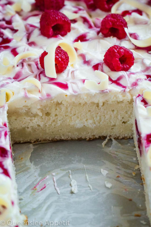 White Chocolate Raspberry Poke Cake