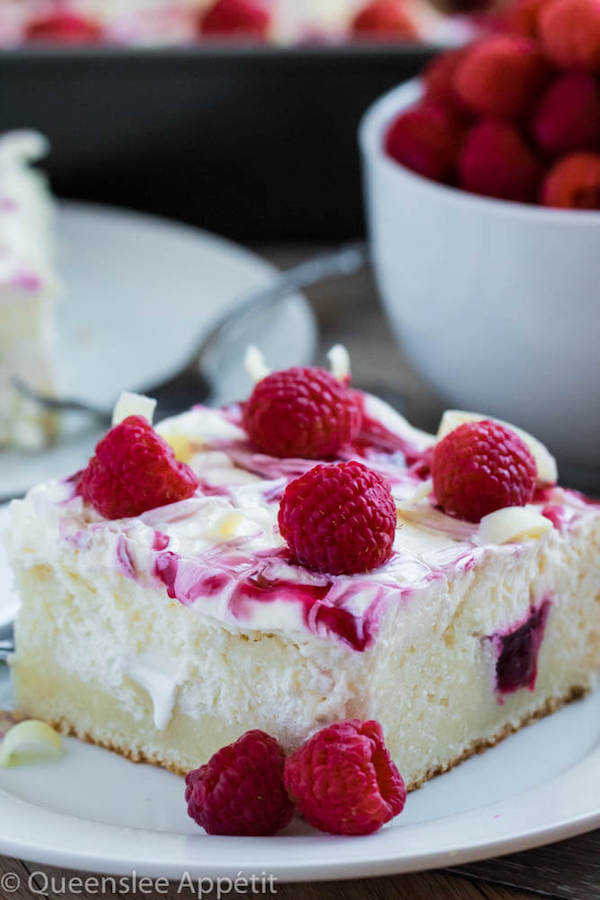 White Chocolate Raspberry Poke Cake