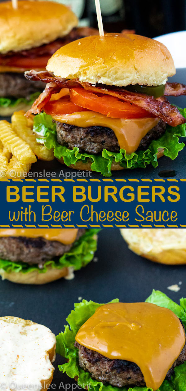 beer burgers with beer cheese sauce