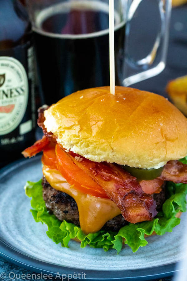 beer burgers with beer cheese sauce