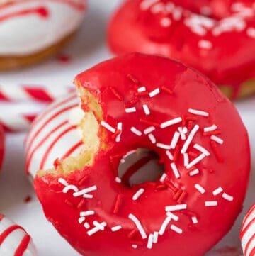 Red and White Vanilla Canada Day Donuts