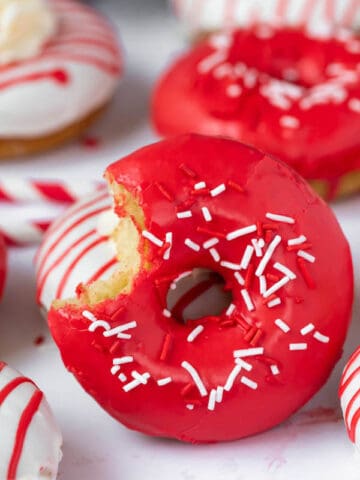 Red and White Vanilla Canada Day Donuts
