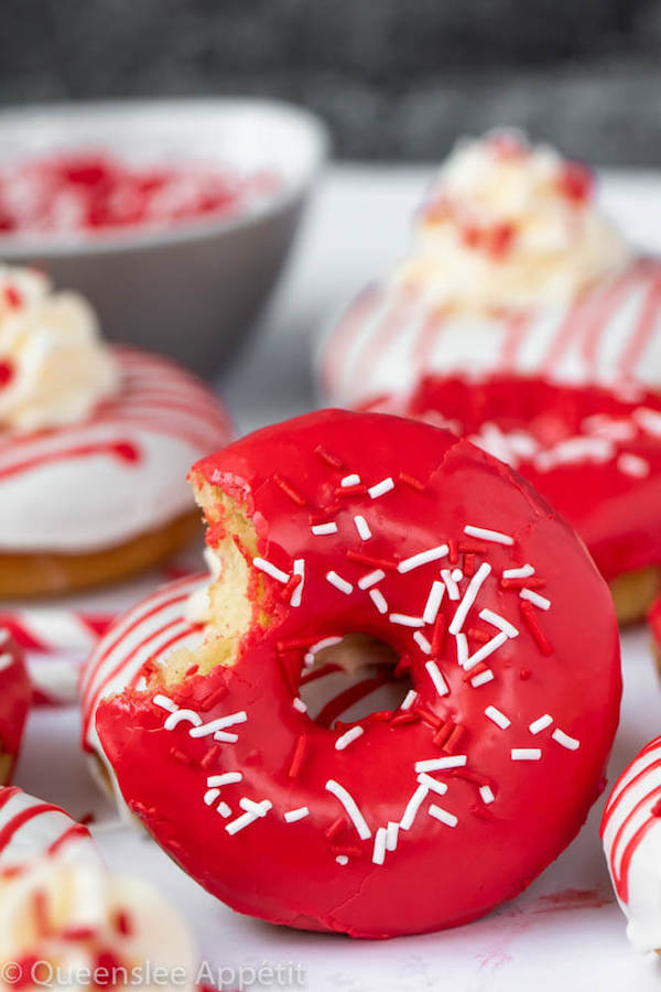 Red and White Vanilla Canada Day Donuts