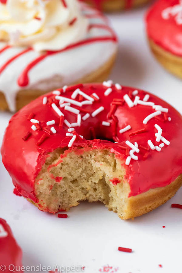 Red and White Vanilla Canada Day Donuts