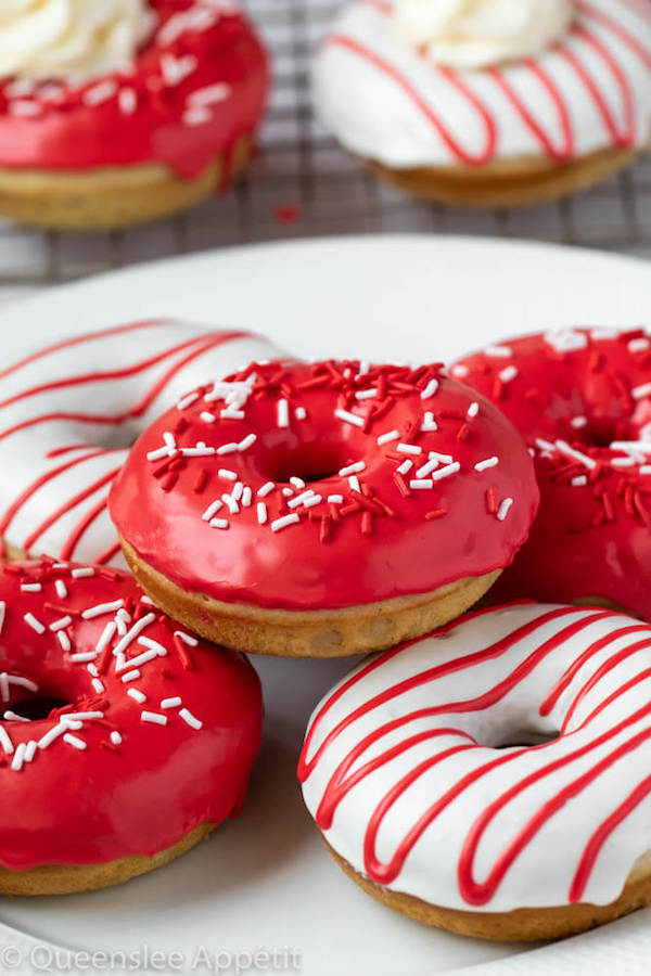 Red and White Vanilla Canada Day Donuts