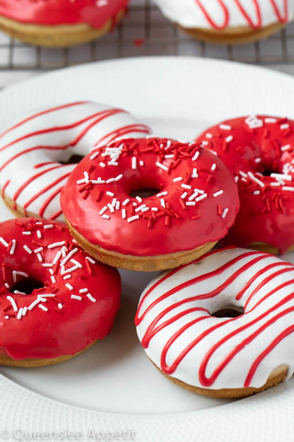 Red and White Vanilla Canada Day Donuts