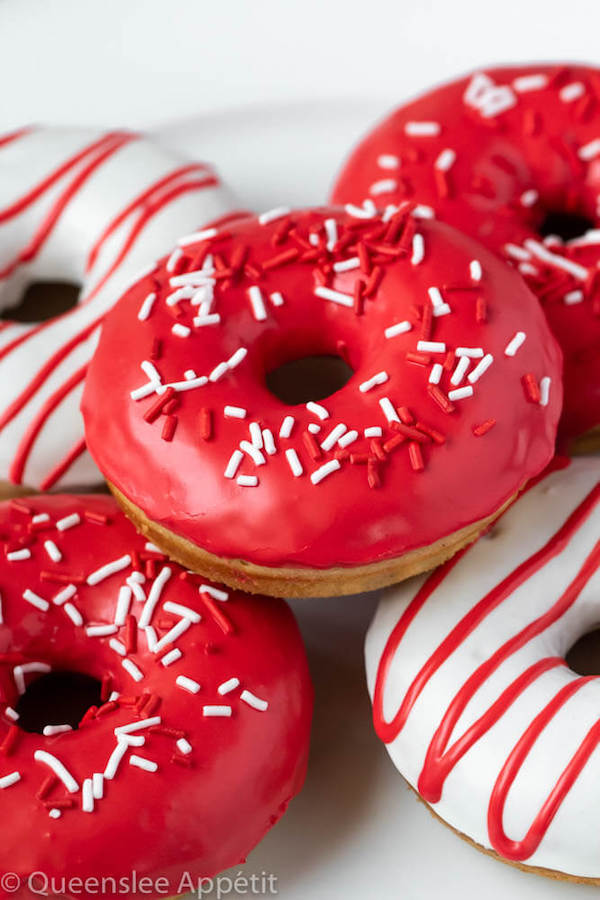 Red and White Vanilla Canada Day Donuts