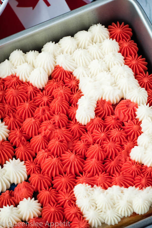 Canadian flag sheet cake