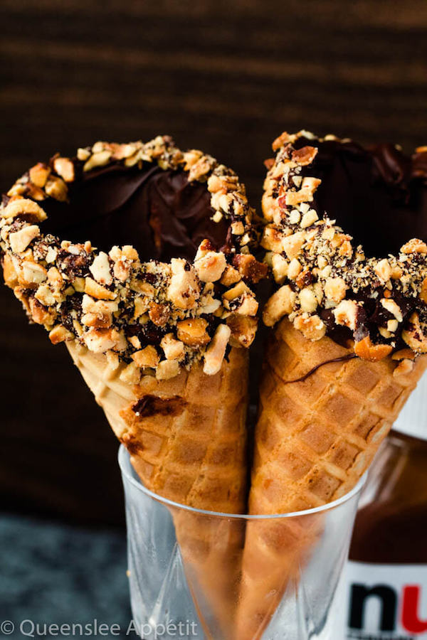 Chocolate hazelnut waffle cones