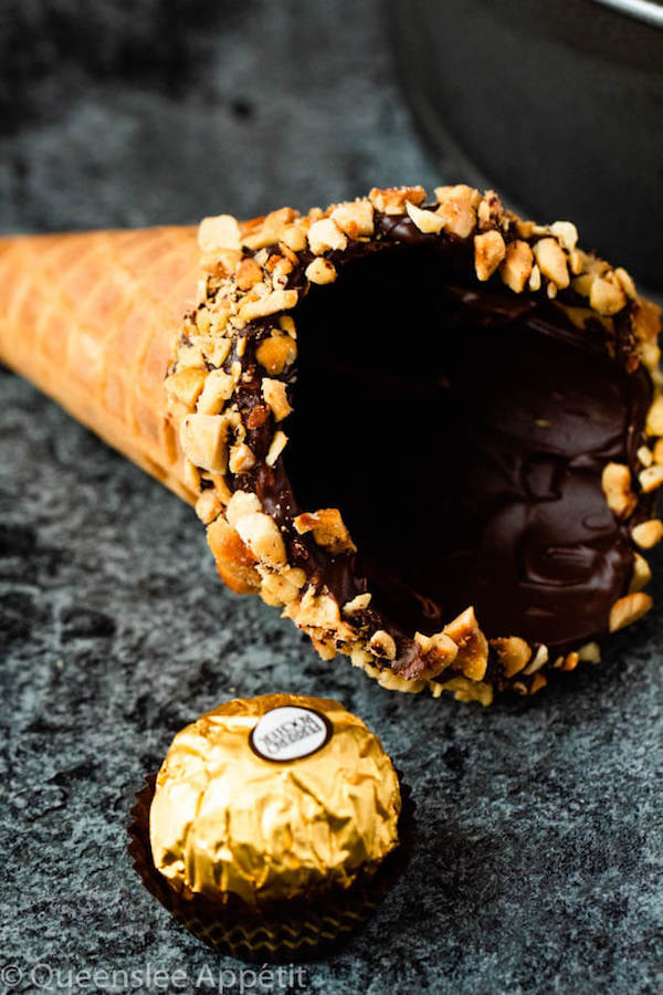 Chocolate hazelnut waffle cones